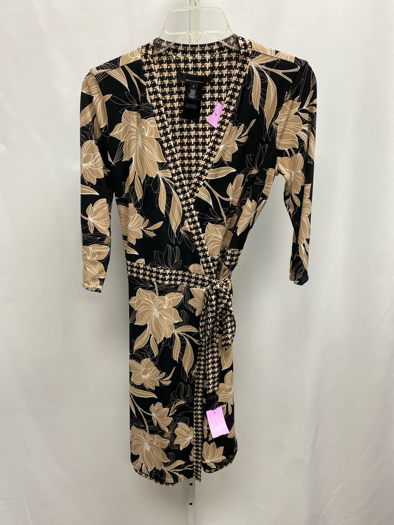 WHBM Size 2 Black/taupe Long Sleeve Dress