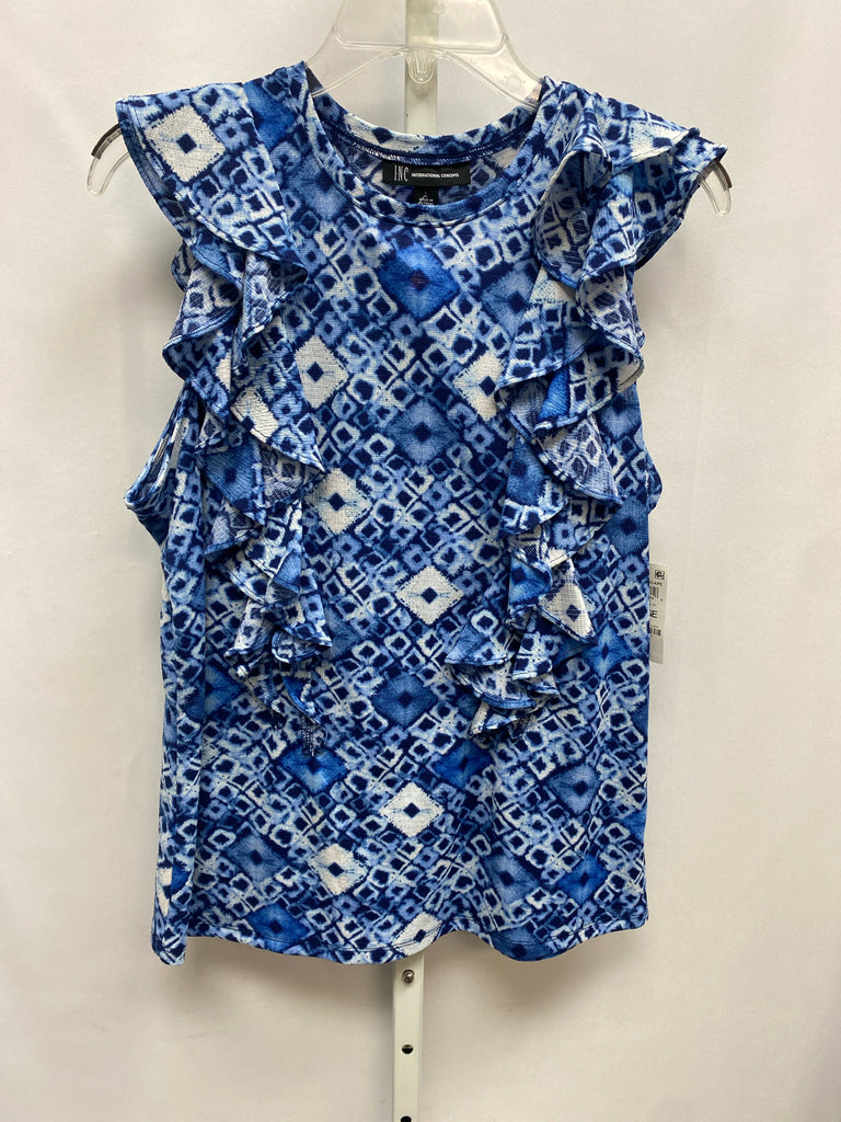 Inc Size Large Blue/White Short Sleeve Top