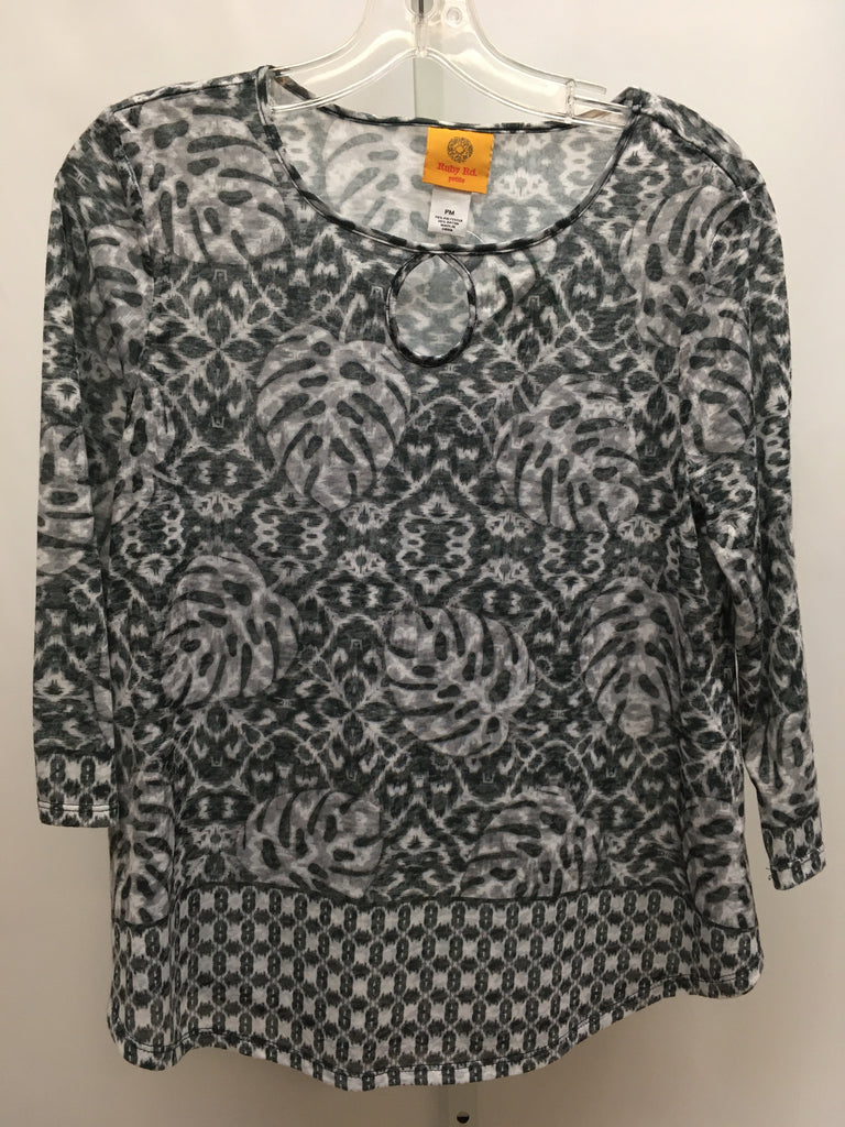 Ruby Rd. Size PM Gray Print 3/4 Sleeve Top