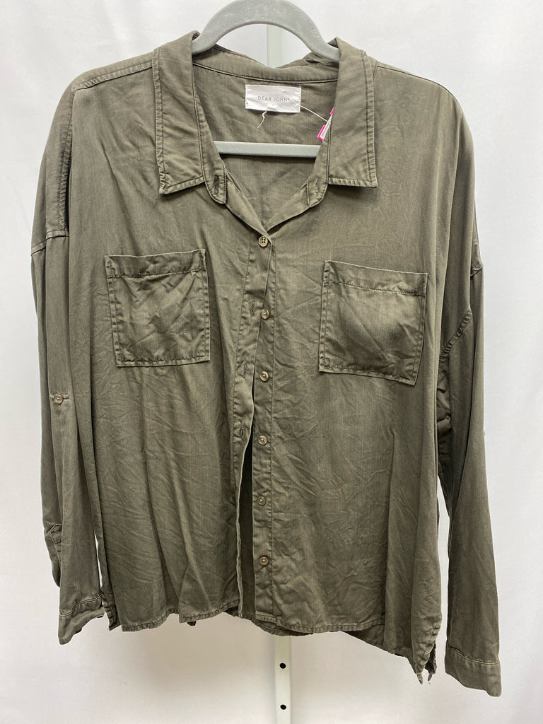 Dear John Size Large Olive Long Sleeve Top