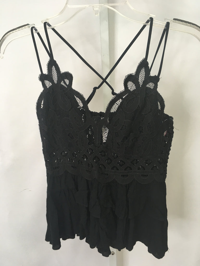 Zenana Size Medium Black Lace Sleeveless Top