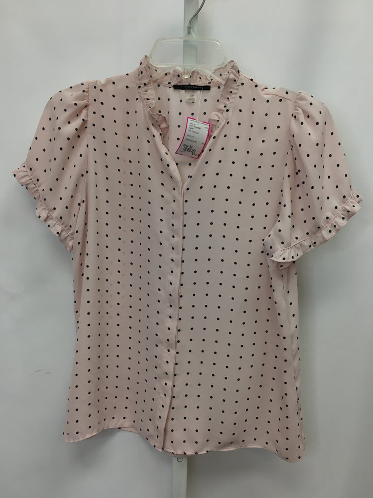 Tahari Size SP Pink Polka Dot Short Sleeve Top