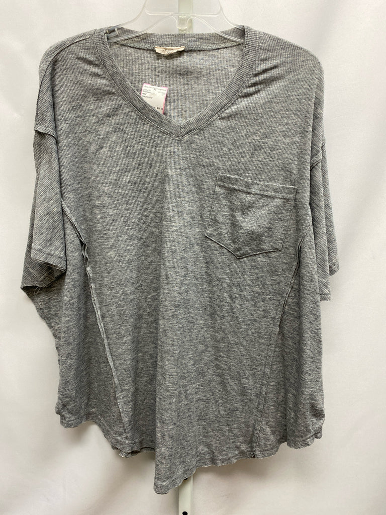 easel Size 1X Gray Heather Short Sleeve Top