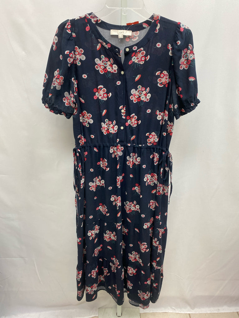 Size 6 LOFT Navy Floral Short Sleeve Dress