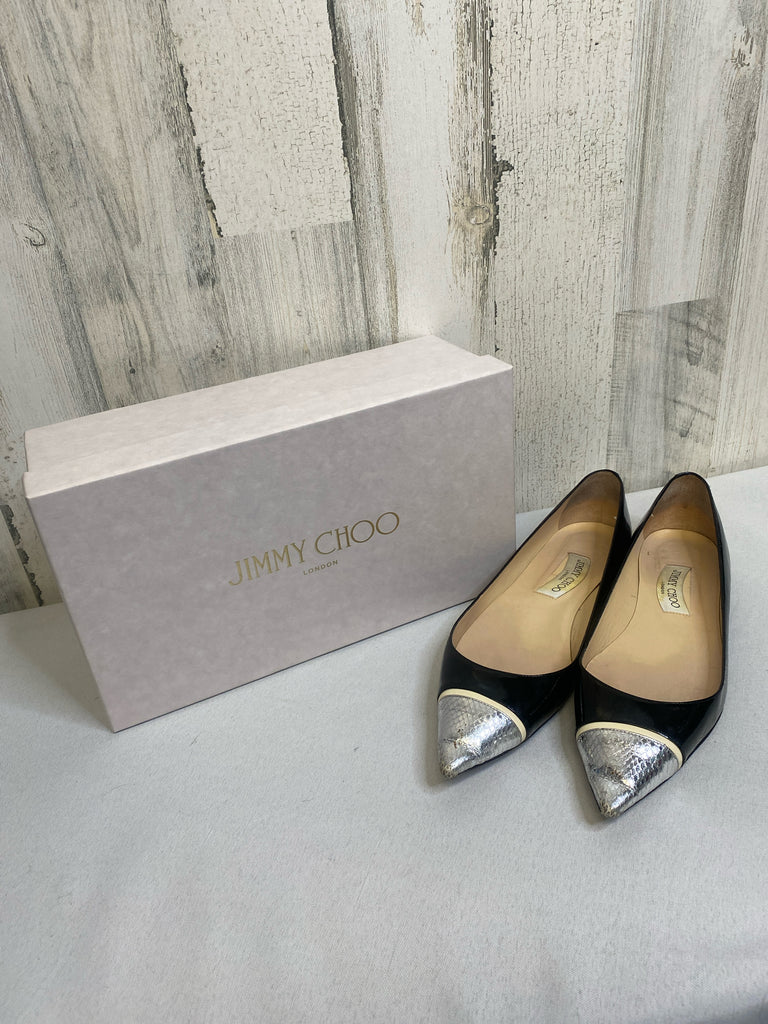 Jimmy Choo Size 41 (10/10.5) Black/Silver Designer Shoe
