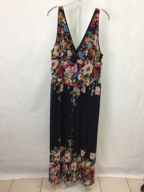 Size 24 Black Floral Maxi Dress