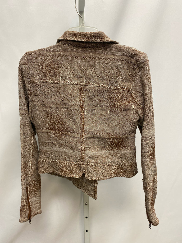 Size 4 Free Press Brown Print Jacket/Outerwear