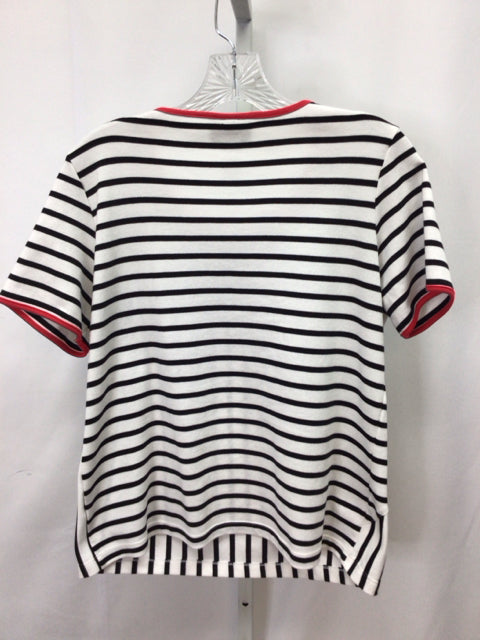 Alfred Dunner Size PS White/Black Short Sleeve Top