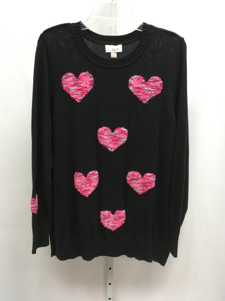 belle Size XLarge Black Print Long Sleeve Sweater