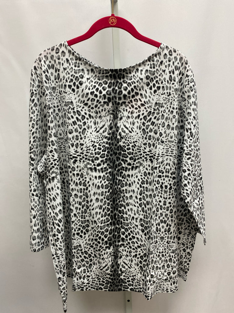 DG2 Size 3X White/Gray 3/4 Sleeve Top