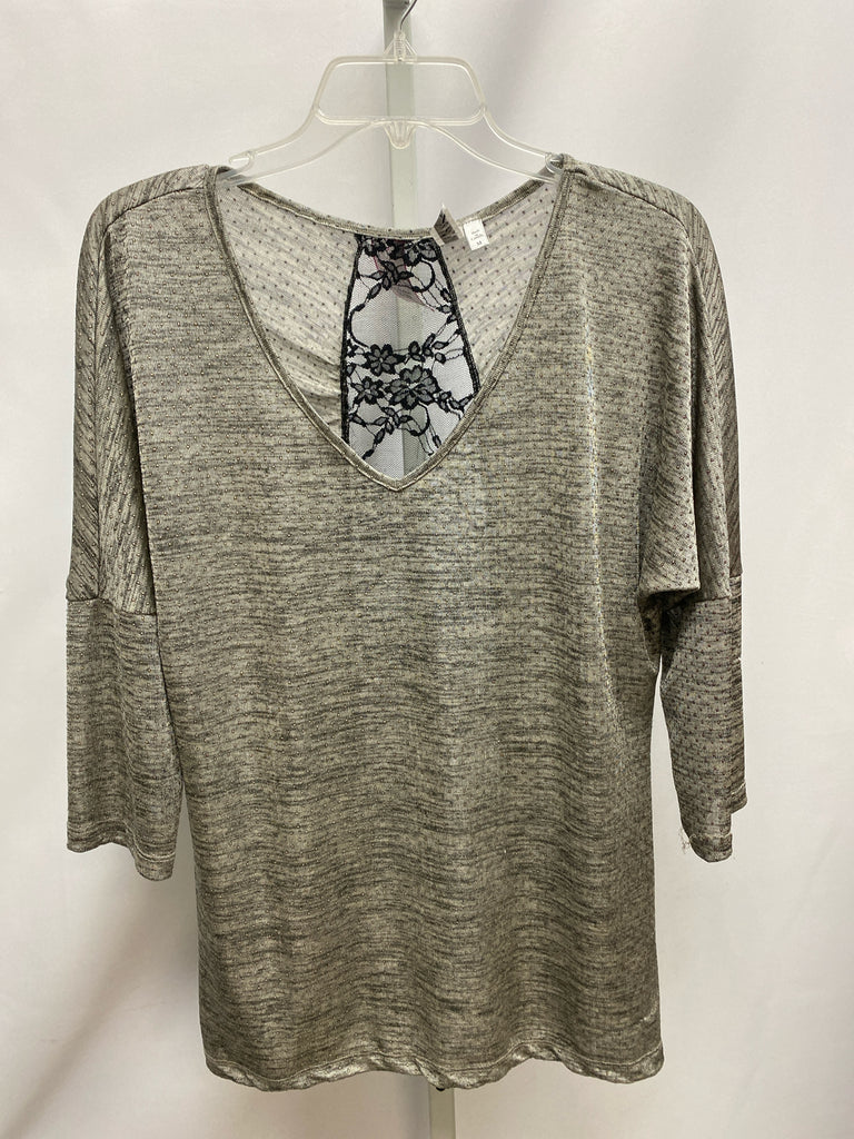 BKE Size Medium Silver Long Sleeve Top