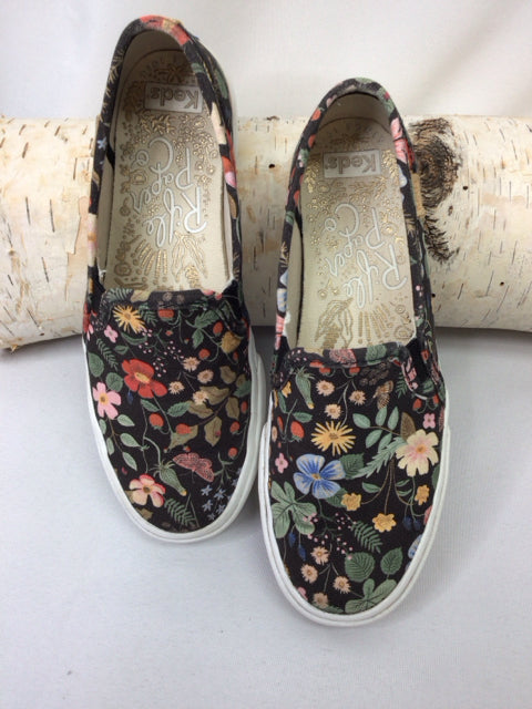 Keds Size 6 Black Floral Sneakers