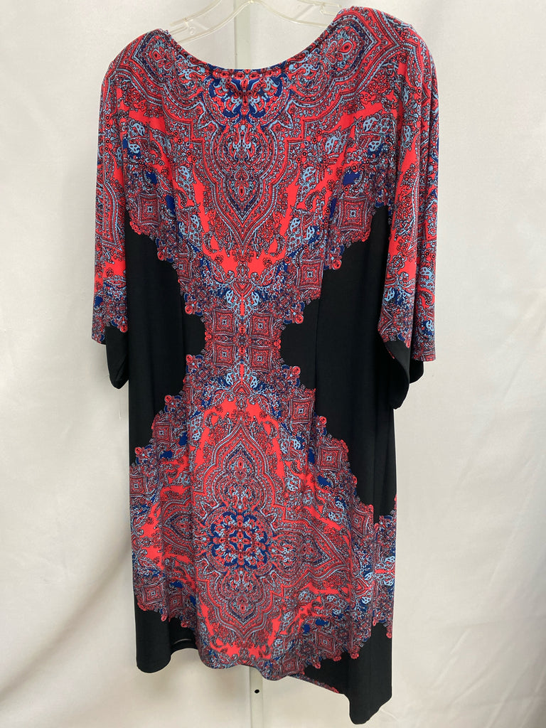 Size 12 London Times Coral Print 3/4 Sleeve Dress