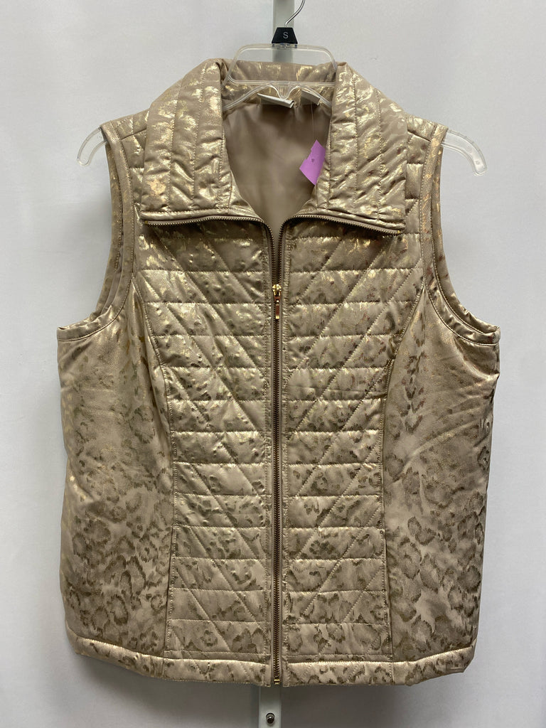 Chico's Size Chico's 1 (Medium) Gold Print Vest/Outerwear