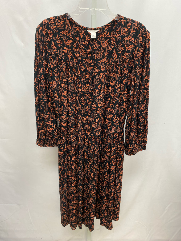 Size Medium Caslon Black Print Long Sleeve Dress