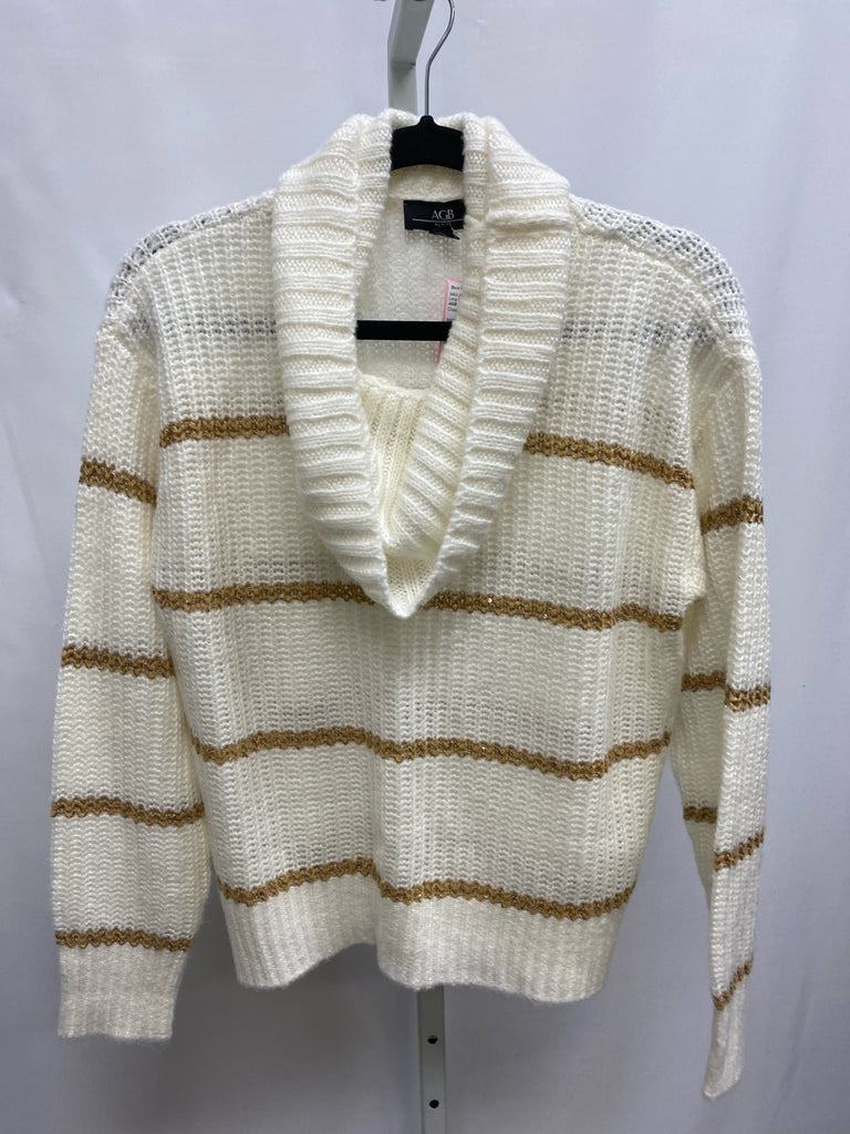 AGB Size PM Cream Stripe Long Sleeve Top