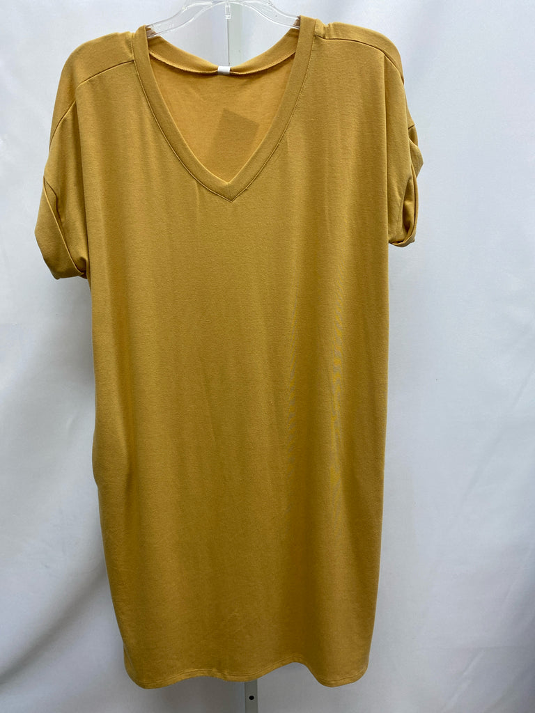 Size Medium Zenana Premium Mustard Short Sleeve Dress