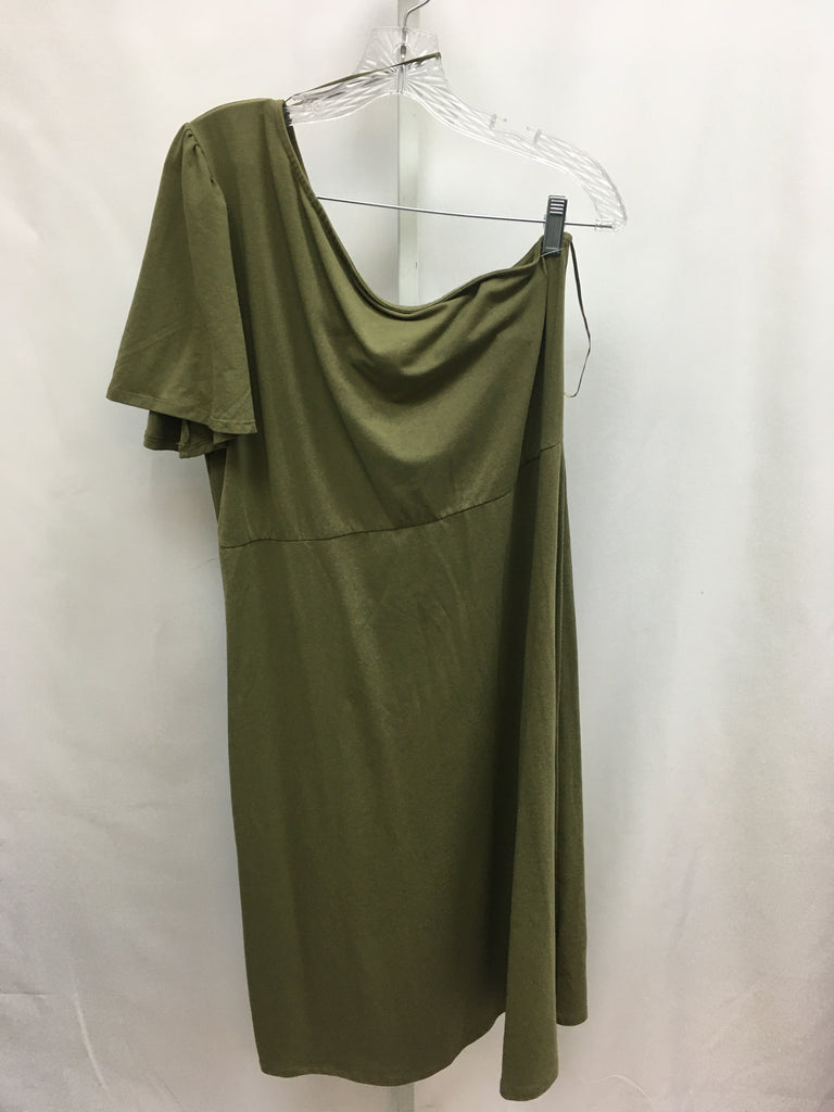 WhoWhatWear Size XL Green Short Sleeve Dress