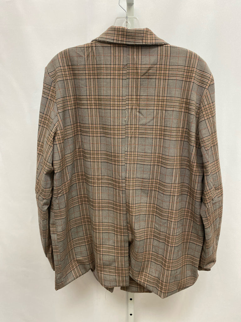 POL Size Medium Brown Plaid Blazer