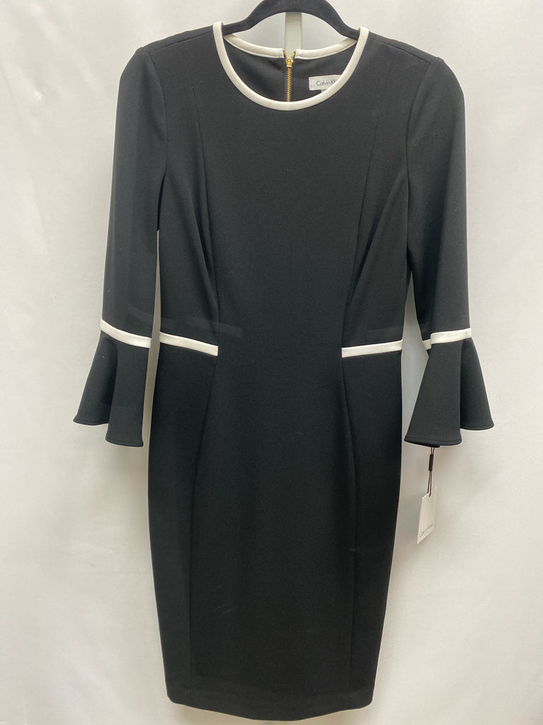 Size 4 Calvin Klein Black Long Sleeve Dress