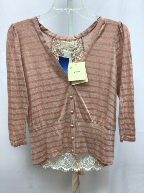 A'reve Size Small Rose Stripe 3/4 Sleeve Top