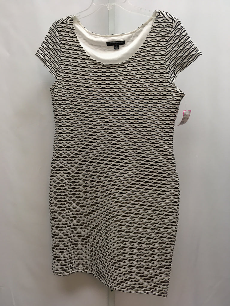 Size 14 Sharagano Black/White Short Sleeve Dress
