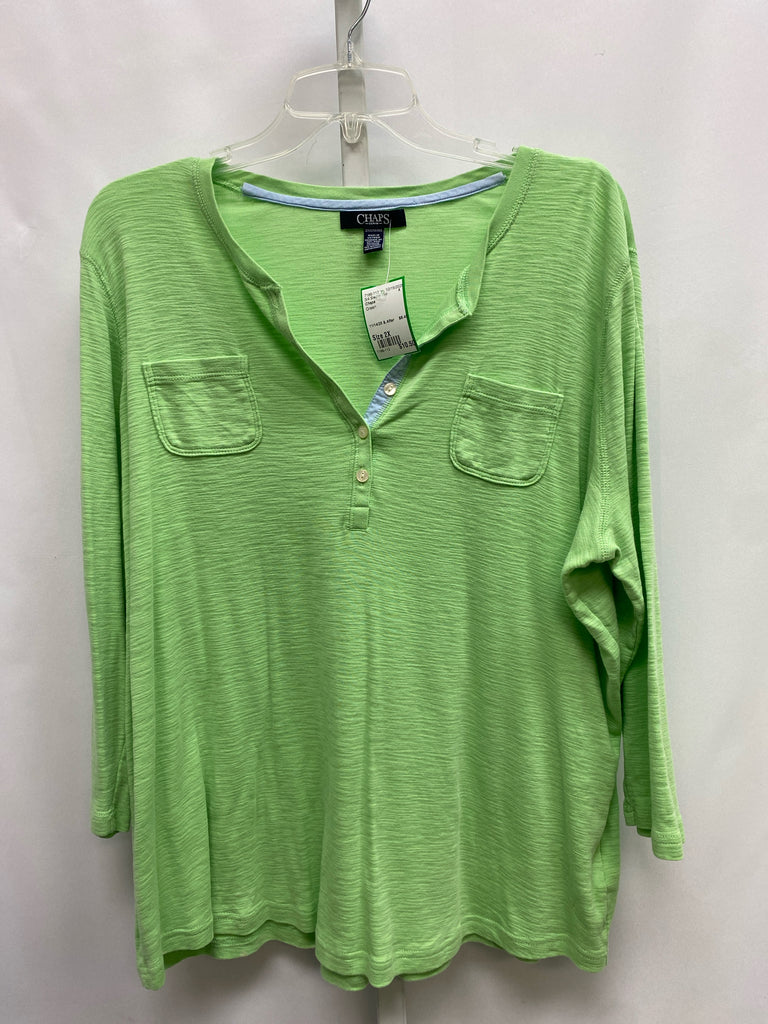 Chaps Size 2X Green 3/4 Sleeve Top