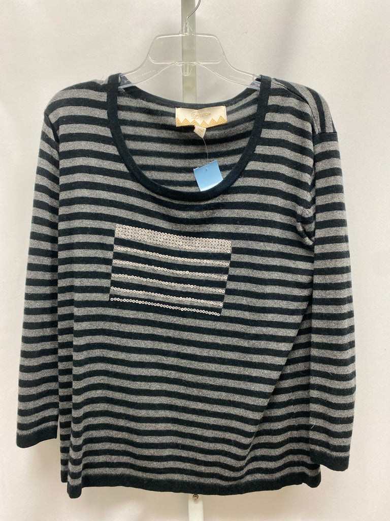 Bestow Size 2X Black/Gray Long Sleeve Sweater