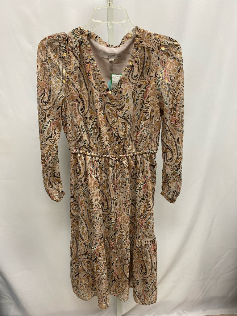 Size SP LOFT Taupe Long Sleeve Dress