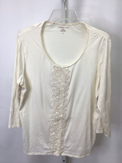 Coldwater Creek Size Large Cream 3/4 Sleeve Top