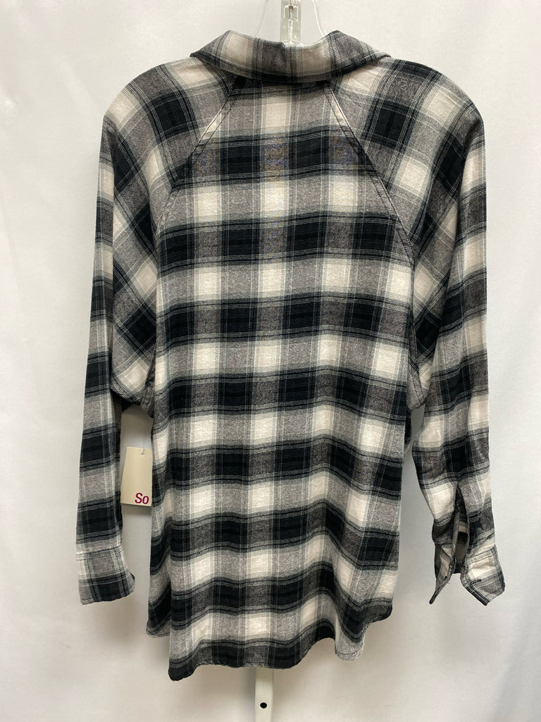 SO Size XS Black Plaid Long Sleeve Top