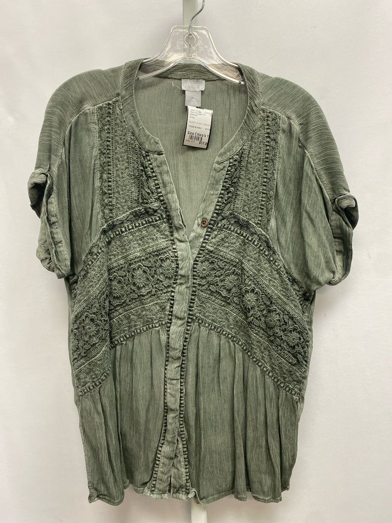 Chico's Size Chico's 1 (Medium) Gray Short Sleeve Top