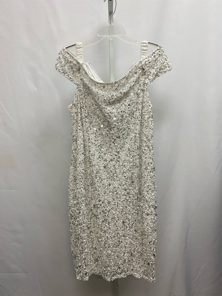 Size 20W adrianna papell White/Silver Cold Shoulder Dress