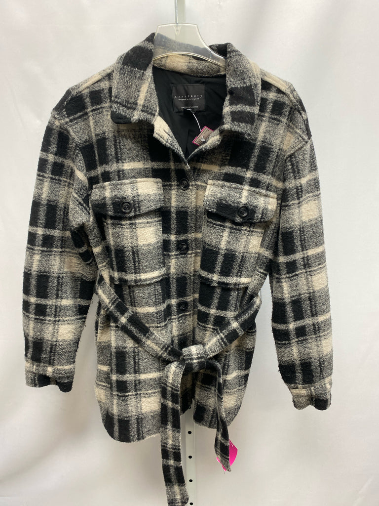 Size Large Sanctuary Gray Plaid Jacket/Outerwear