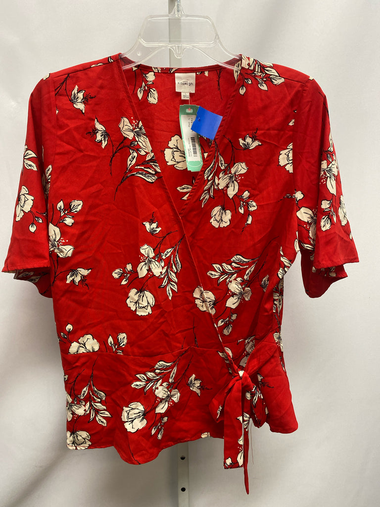 Kaileigh Size Large Red Floral 3/4 Sleeve Top