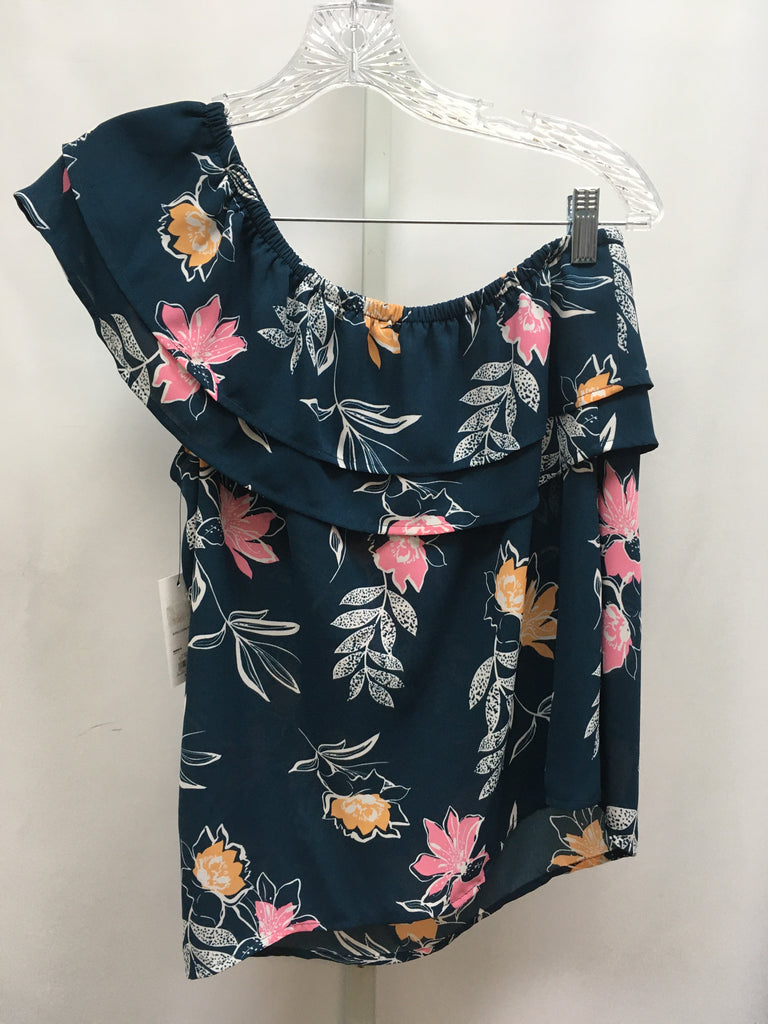 Apt 9 Size Small Blue Floral Short Sleeve Top