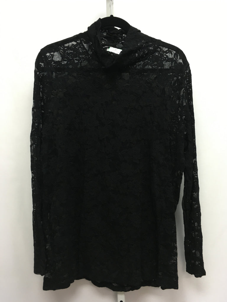 Soft Surroundings Size 2X Black Lace Long Sleeve Top
