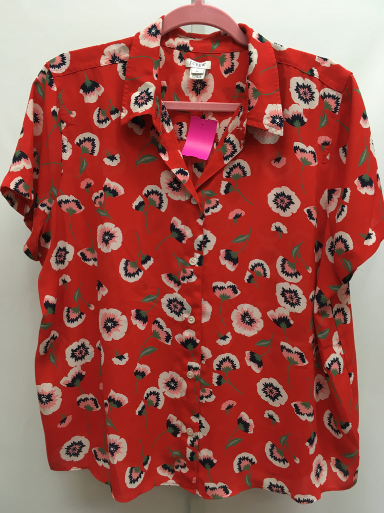 J.Crew Size XLarge Red Floral Short Sleeve Top