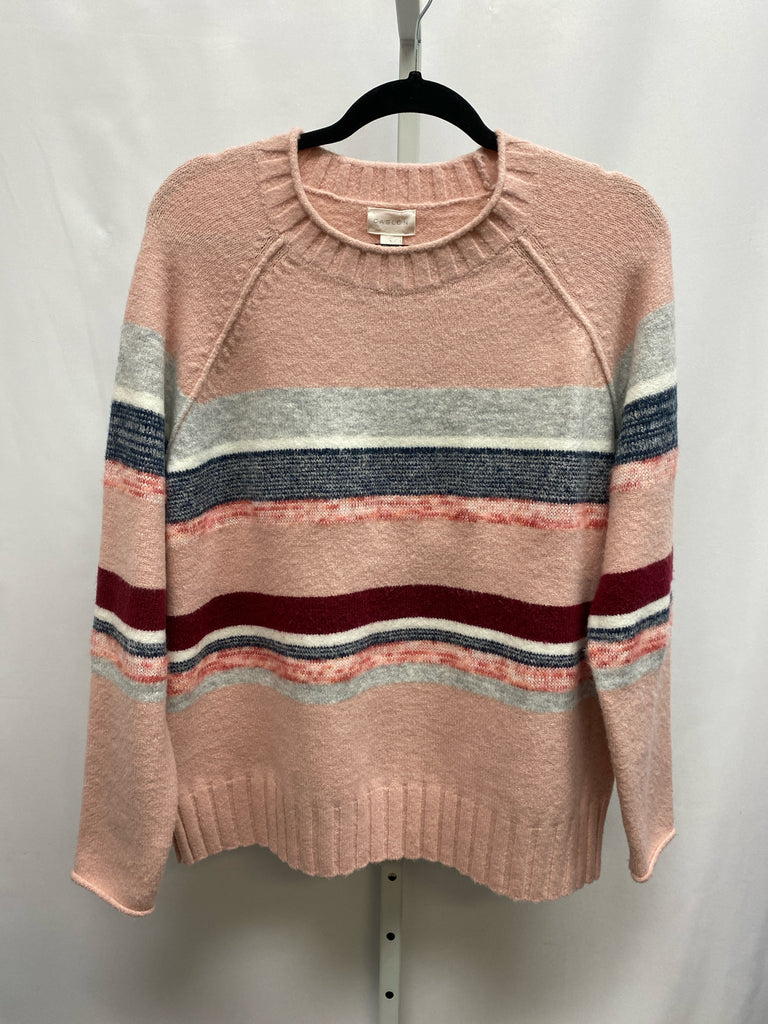 Caslon Size Large Pink Stripe Long Sleeve Sweater