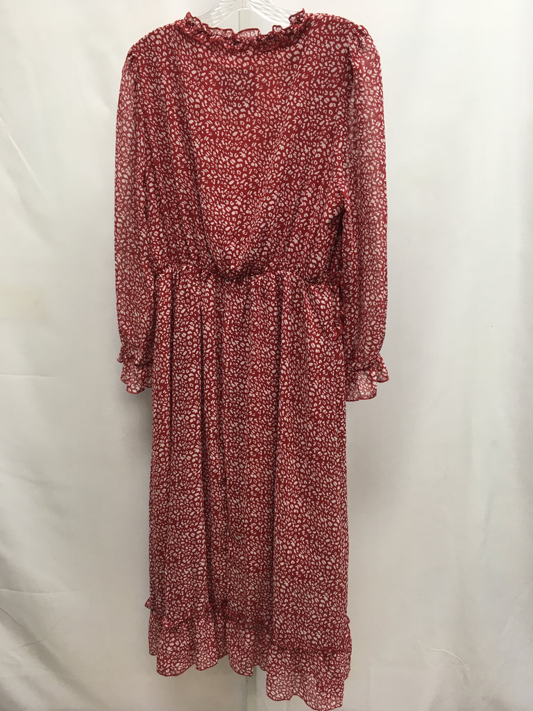 Size XLarge Red Print Long Sleeve Dress