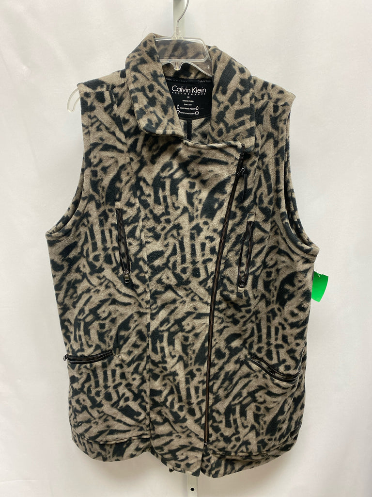 Calvin Klein Size 2X Gray Animal Vest/Outerwear