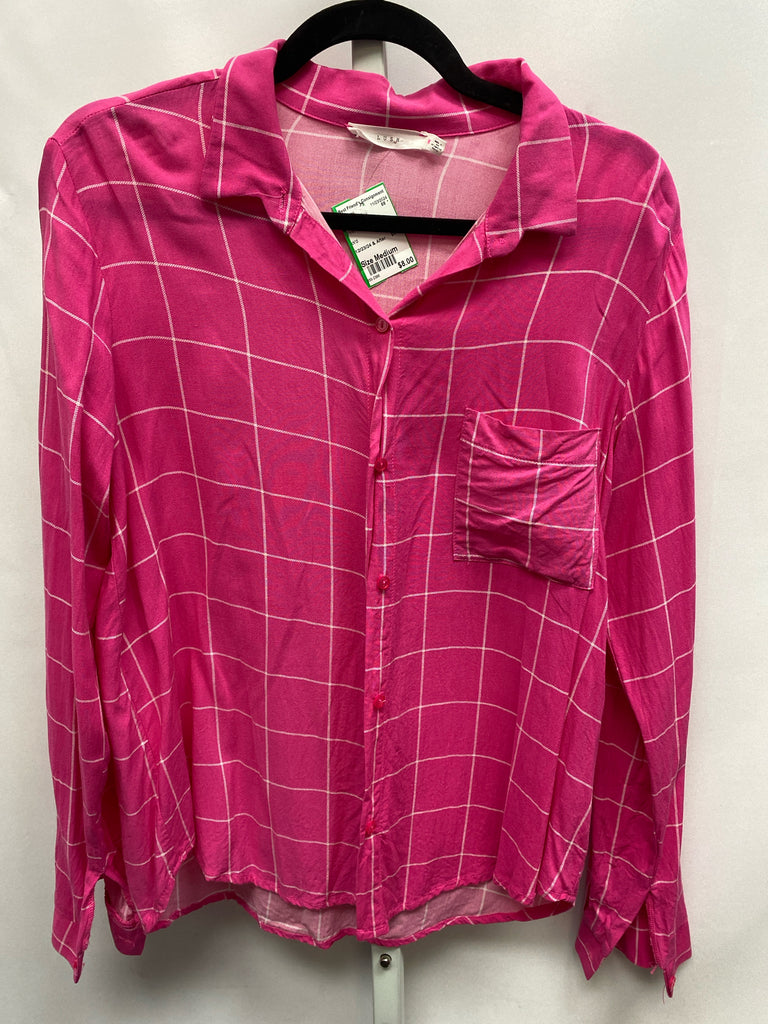 Lush Size Medium Pink/White Long Sleeve Top