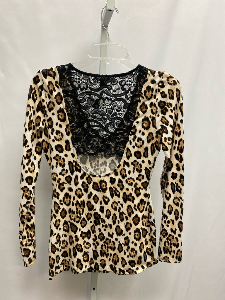 Guess Size Small Cream/Brown Long Sleeve Top