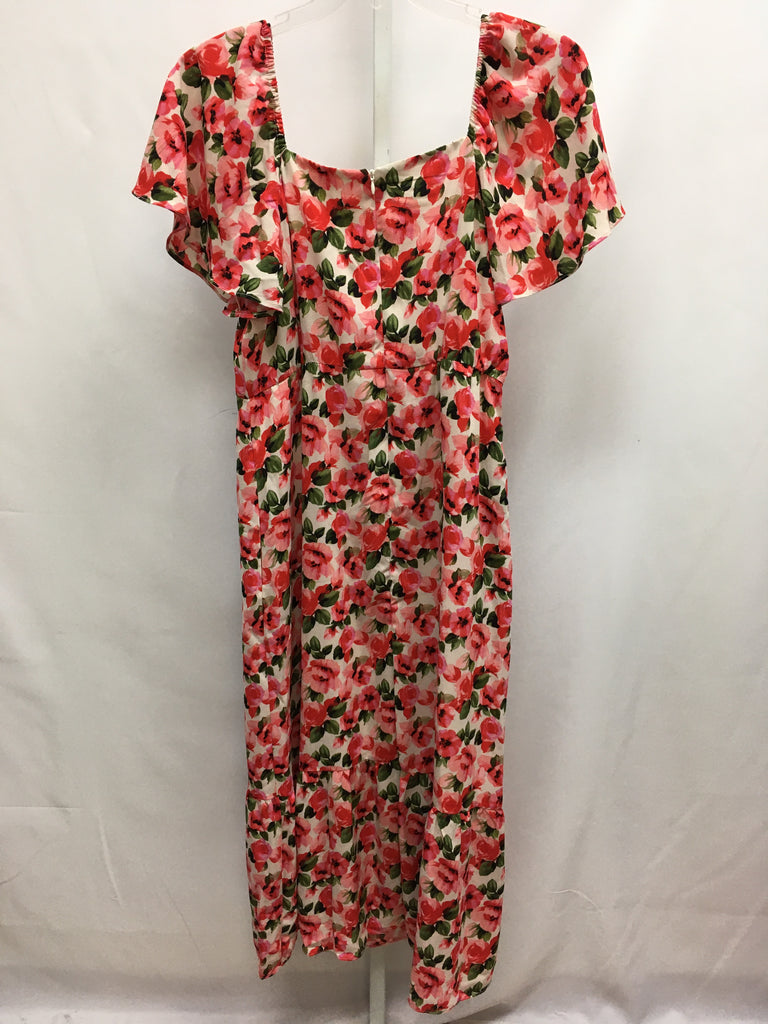 Size 14 White/Pink Short Sleeve Dress