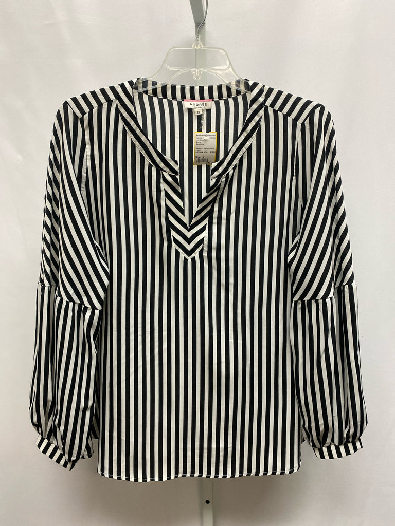 Andree Size 1X Black/White Long Sleeve Top