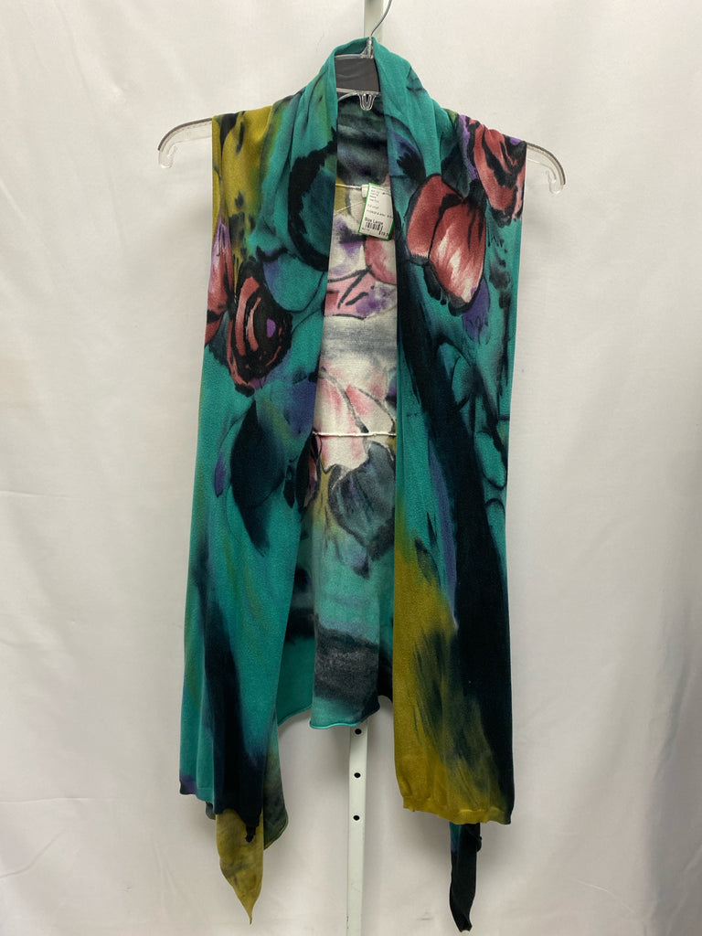Adore Size Large Teal Print Vest/Top
