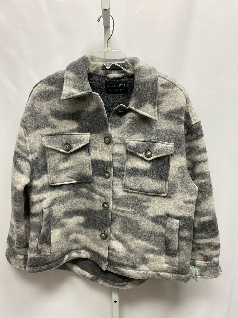 All Saints Size 8 Gray Camo Coat