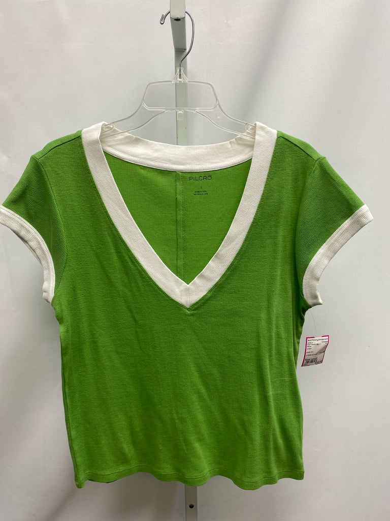 Pilcro Size Large Green Short Sleeve Top