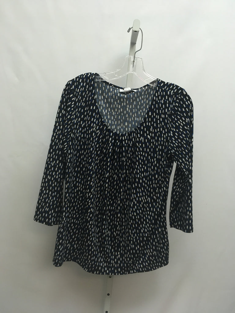 Liz Claiborne Size Medium Black Print 3/4 Sleeve Top