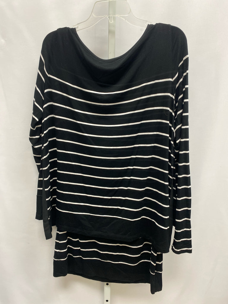 Size Large WHBM Black stripe Long Sleeve Dress